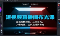 短视频直播间布光课：光比光色控制、三点布光、人像光效、古风直播间布光