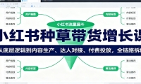 小红书种草带货增长课：从底层逻辑到内容生产、达人对接、付费投放，全链路