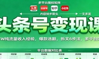 头条号变现课：43W纯流量收入经验，爆款选题，拆文6步法，多平台同步