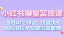 小红书爆量实战课，通过AI工作流、投流优化等前沿技术突破流量瓶颈