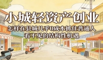 小城轻资产创业，几乎0成本抓住普通人看不见的县城结构性机遇