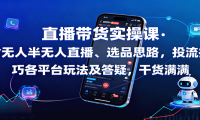 直播带货实操课：含无人半无人直播、选品思路，投流技巧，各平台玩法及答疑