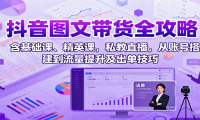 抖音图文带货全攻略：含基础课、精英课，私教直播，从账号搭建到流量提升及