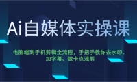 Ai自媒体实操课，电脑端到手机剪辑全流程，手把手教你去水印、加字幕、做卡