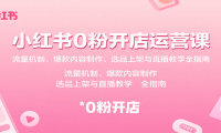 小红书0粉开店运营课：流量机制、爆款内容制作、选品上架与直播教学全指南