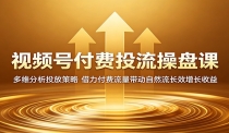 视频号付费投流操盘课：多维分析投放策略，借力付费流量带动自然流长效增长
