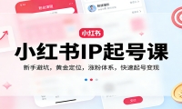 小红书IP起号课：新手避坑，黄金定位，涨粉体系，快速起号变现