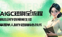 AIGC短剧全流程：剧本创作到视频生成，掌握单人制作短剧核心技术