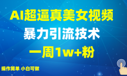 2025AI超逼真美女视频暴力引流，一周1w+粉，操作简单小白可做，躺赚视频收