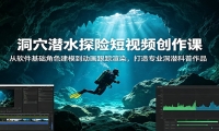 洞穴潜水探险短视频创作课：从软件基础角色建模到动画跟踪渲染，打造专业洞