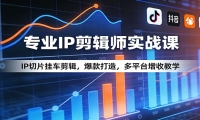 专业IP剪辑师实战课：IP切片挂车剪辑，爆款打造，多平台增收教学