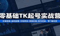 零基础TK起号实战营：环境搭建+ 刷机配置+对标筛选+剪辑实操+账号变现，零