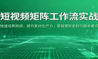 短视频矩阵工作流实战：快速培养网感，提升素材生产力，掌握爆款素材与脚本