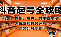 抖音起号全攻略，投流、直播、复盘，各步骤实操，系统掌握抖音运营，高效起
