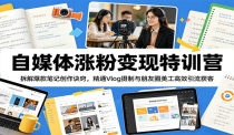 自媒体涨粉变现特训营：拆解爆款笔记创作诀窍，精通Vlog摄制与朋友圈美工高