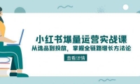 小红书爆量运营实战课：从选品到投放，掌握全链路增长方法论