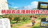 桃园农庄漫剧创作2.0：剧本撰写+角色设计+剪辑功法，零基础学做漫剧