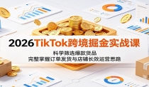 2026TikTok跨境掘金实战课：科学筛选爆款货品，完整掌握订单发货与店铺长效