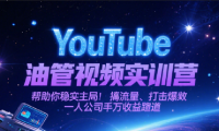 YouTube油管视频实训营，帮助你稳入局、搞流量、打爆款，一人公司千万收益