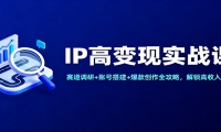 IP高变现实战课：赛道调研+账号搭建+爆款创作全攻略，解锁高收入布局