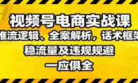 视频号电商实战课：推流逻辑、全案解析，话术框架，稳流量及违规规避等