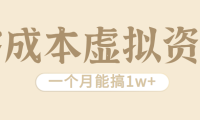 相当暴利的虚拟资源项目，无需成本一个月能搞1w+