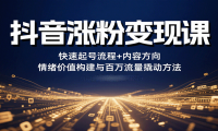 抖音涨粉变现课，快速起号流程+内容方向+情绪价值构建与百万流量撬动方法