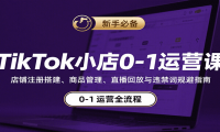 TikTok小店0-1运营课：店铺注册搭建、商品管理、直播回放与违禁词规避指南