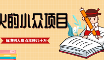 一直都很火的小众项目，抓住应届生求职痛点，这个小众项目年入几十万的底层