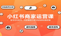 小红书商家运营课，账号定位起号、内容爆款打造与短视频拍摄剪辑