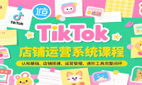 TikTok店铺运营系统课程，认知基础，店铺搭建，运营管理，进阶工具落地完整