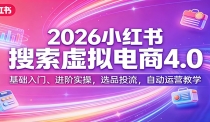 2026小红书搜索虚拟电商4.0：基础入门、进阶实操，选品投流，自动运营教学
