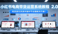 小红书电商带货运营系统教程2.0，有货源无货源关键环节全面解决方案！