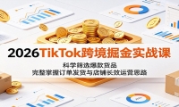 2026TikTok跨境掘金实战课：科学筛选爆款货品，完整掌握订单发货与店铺长效