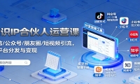 知识IP合伙人运营课：微信/公众号/朋友圈/短视频引流，多平台分发与变现
