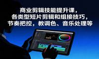 商业剪辑技能提升课，各类型短片剪辑和组接技巧，节奏把控，教调色、音乐处