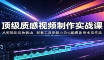 顶级质感视频制作实战课：从剪辑到调色转场，配套工具参数小白也能做出高水