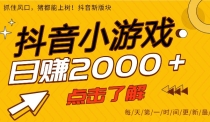 25年爆火的抖音小游戏项目，一部手机日入2000+