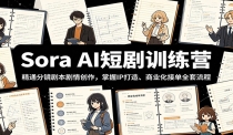 Sora AI短剧训练营：精通分镜剧本剧情创作，掌握IP打造、商业化接单全套流
