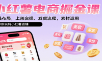 小红薯电商掘金课：选品布局，上架实操、发货流程，素材运用，带你玩转小红