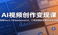 AI视频创作变现课：玩转Veo3.1与Seedance2.0，工具实操到流量变现全流程