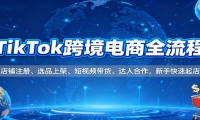 TikTok跨境电商全流程，店铺注册、选品上架、短视频带货、达人合作，新手快