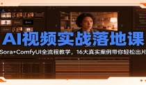 AI视频实战落地课：Sora+ComfyUI全流程教学，16大真实案例带你轻松出片