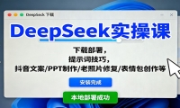 DeepSeek实操课：下载部署，提示词技巧，抖音文案/PPT制作/老照片修复/表情
