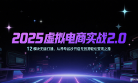 2025虚拟电商实战2.0，12模块无缝打通，从养号起步开启无货源轻松变现之路