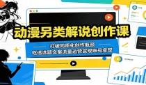动漫另类解说创作课：打破同质化创作瓶颈，吃透选题文案流量运营实现账号变
