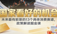公众号付费文章：国家看好的机会，未来最有前景的13个具体消费赛道，政策解