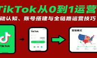 TikTok从0到1运营课：基础认知、账号搭建与全链路运营技巧