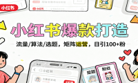 小红书爆款打造：流量/算法/选题，矩阵运营，日引100+粉