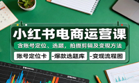 小红书电商运营课：含账号定位、选题，拍摄剪辑及变现方法